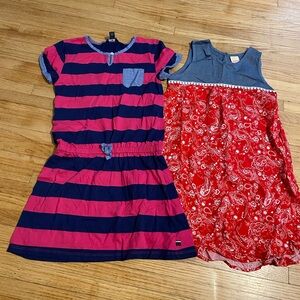 Girl 10-12 Sleeveless Casual Dress Pink Navy Striped Tommy Hilfiger Faded Glory